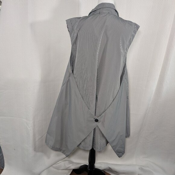 Sun Kim Gingham Long Vest Architectural Layering Size 1X Avant-Garde Lagenlook - Picture 5 of 12